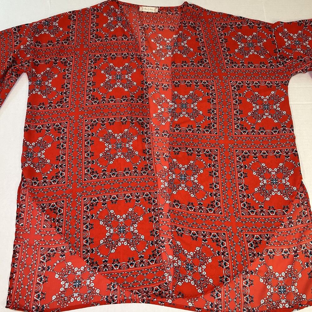 Altered State Mackenzie Red Bandana Tie Front Bell Short Sleeve Size‎ Small